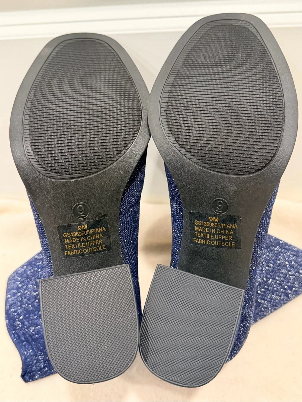 MIA Piana Navy/Silver Glitter Knit Sock Ankle Boots Size 9